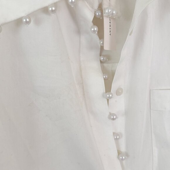 Anthropologie x Me Me Me // White Pearl Button Down Tunic Dress STAINED NWT M - Picture 4 of 8